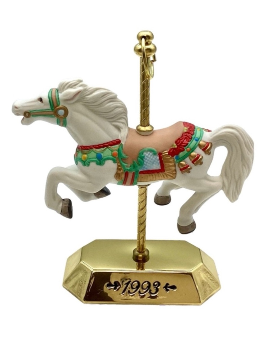 Hallmark 1993 “Tobin Fraley” Carousel Horse Ornament with Display Stand